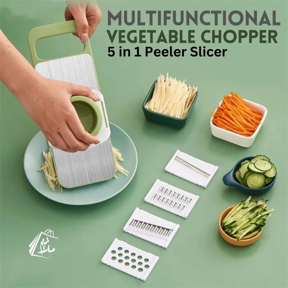 5-in-1 Multifunctional Vegetable & Fruit Slicer with Five Changeable Blades