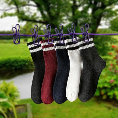 Portable Elastic Travel Clothesline with Clips