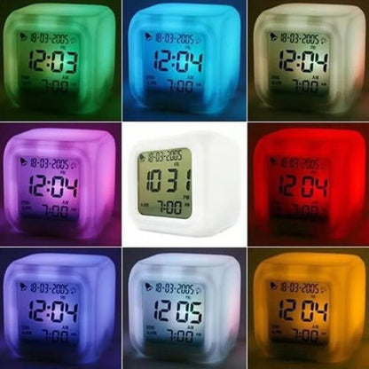 7-Color LED Digital Table Clock – Big Display with Alarm, Temperature & Calendar