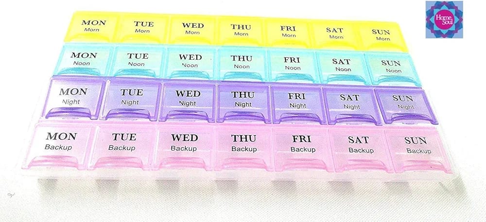 Weekly Pill Organizer with Four Time Slots