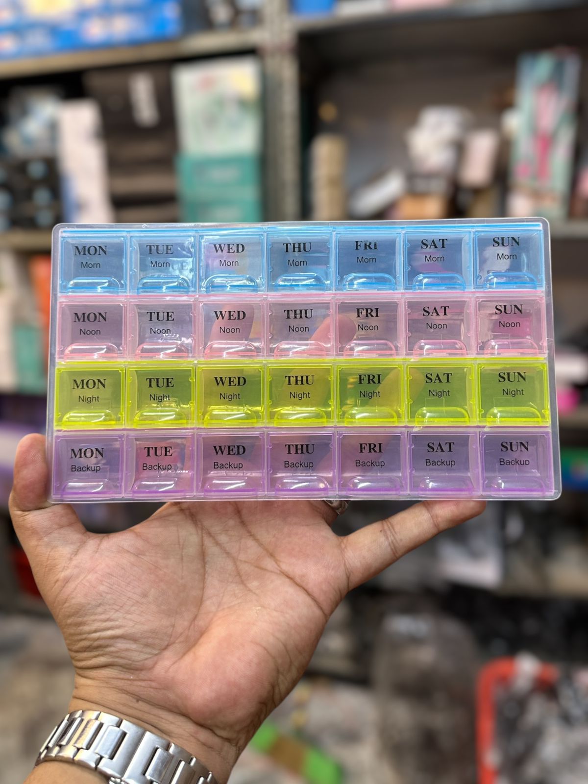 Weekly Pill Organizer with Four Time Slots