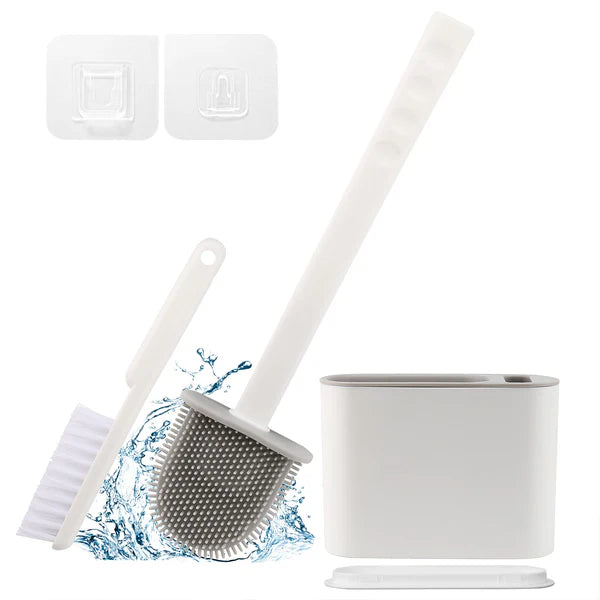 Compact Silicone Toilet Brush with Holder