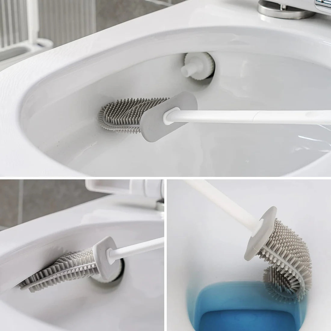 Compact Silicone Toilet Brush with Holder