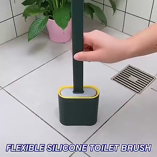 Compact Silicone Toilet Brush with Holder